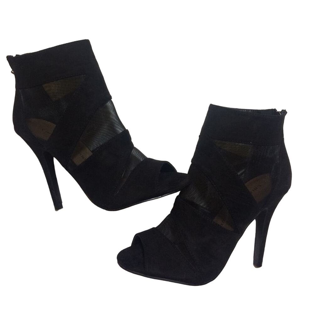 Chinese Laundry suede and mesh peep toe bootie